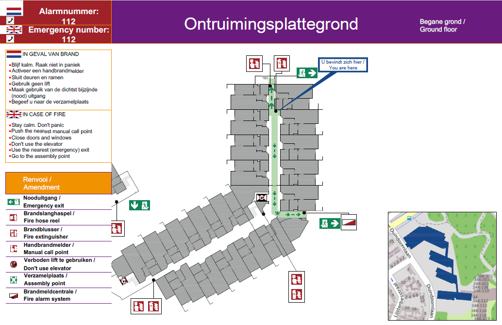 Huschka Ontruimingsplattegrond volgens de wettelijke eisen